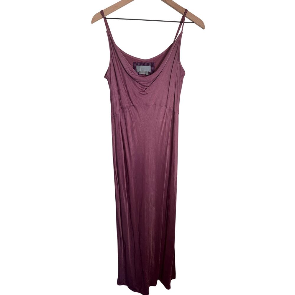 ANTHROPOLOGIE satin cowl neck sleeveless autumn wedding guest dress L